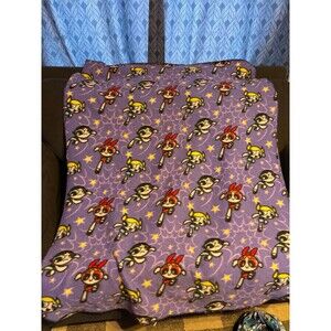 Vintage PowerPuff Girls Official Cartoon Network Throw Blanket 2001 Purple Y2K